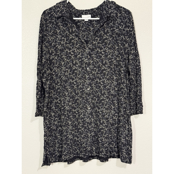 J Jill Womens Size XL Knit Stretch 3/4 Sleeve Button Front Tunic Top Tencel - Picture 1 of 5